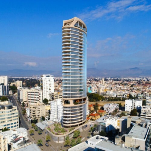 The 360 Nicosia building and surrounding city